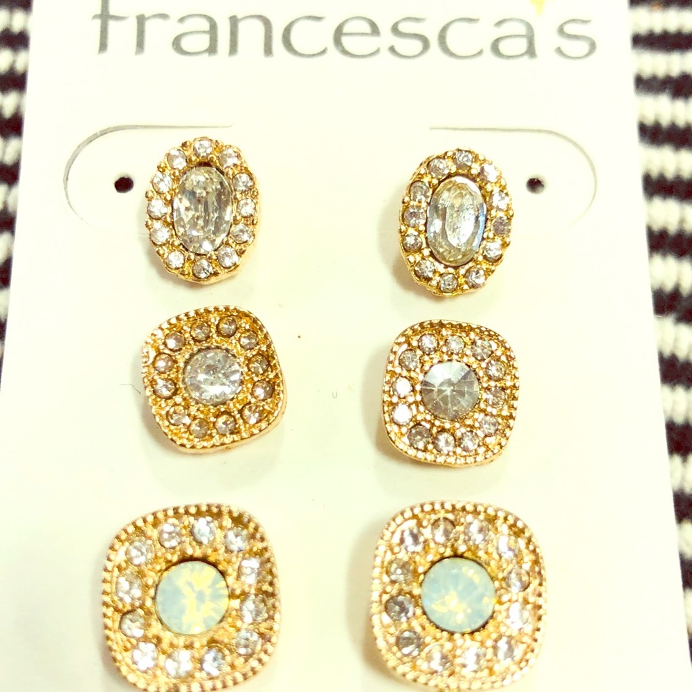 NWT Earrings with Crystals in Gold Setting